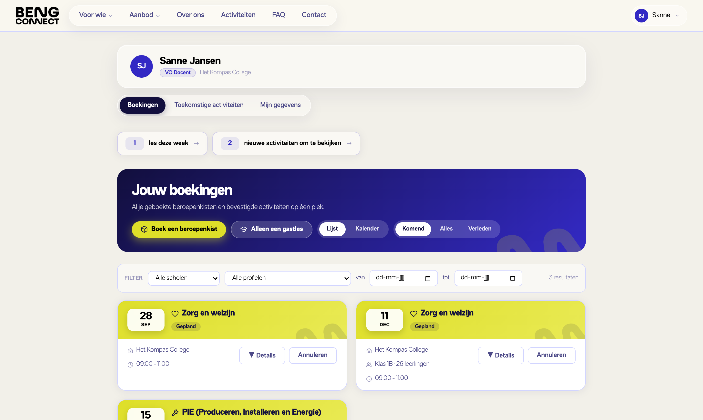 Het BENG Dashboard van BENG Connect